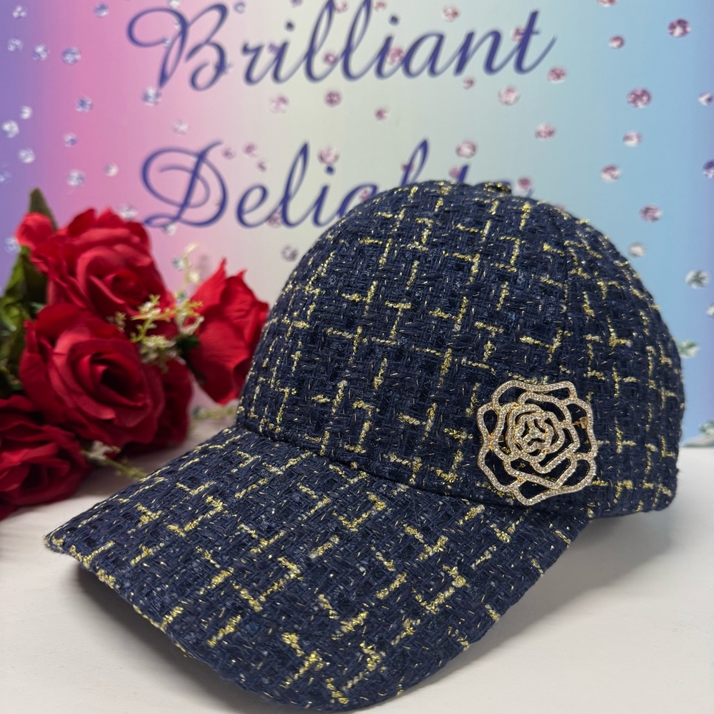 🔥OOAK CUSTOM TWEED CAMELLIA FLOWER HAT - Picture 10 of 13